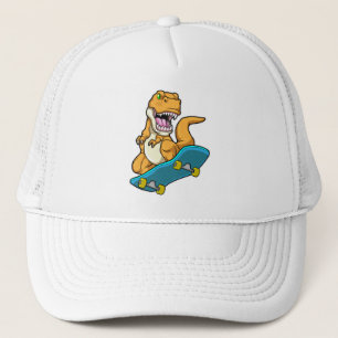 Gorra De Camionero Dinosaurio como patinador con patineta