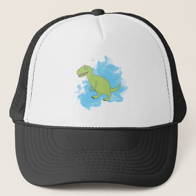 Gorra De Camionero Dinosaurio con diseño de fondo acuarela (Anverso)