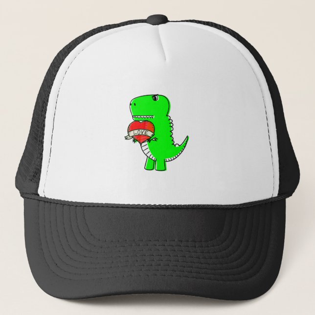 Gorra De Camionero Dinosaurio Día de San Valentín lindo (Anverso)