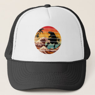 GORRA DE CAMIONERO DINOSAURIO DIVERTIDO OLA DE KANAGAWA VINTAGE