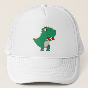 Gorra De Camionero Dinosaurio en boxeo con guantes de boxeo