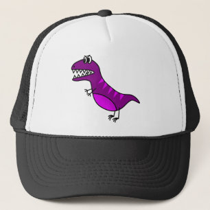 Gorra De Camionero Dinosaurio enojado púrpura lindo del dibujo