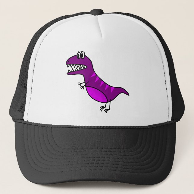 Gorra De Camionero Dinosaurio enojado púrpura lindo del dibujo (Anverso)