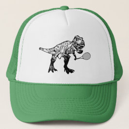 Gorra De Camionero Dinosaurio T-Rex con racquet de tenis