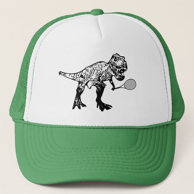 Gorra De Camionero Dinosaurio T-Rex con racquet de tenis (Anverso)