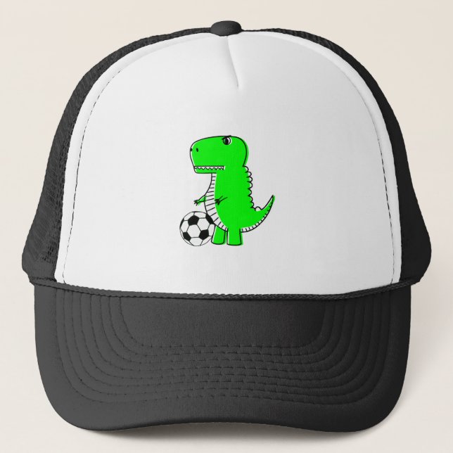Gorra De Camionero Dinosaurio Verde ama el fútbol (Anverso)