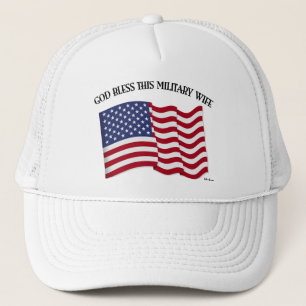 Gorra De Camionero DIOS BENDIGA A ESTA ESPOSA MILITAR con bandera de