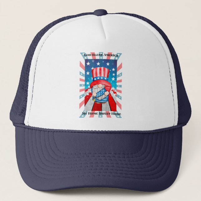 Gorra De Camionero Dios bendiga a Estados Unidos, hogar, dulce hogar (Anverso)