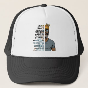 Gorra De Camionero Dios dice que soy el Rey Negro Melanin Hombre Bruh