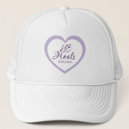Gorra De Camionero Dios Sana los Corazones Rotos Lila y Blanco