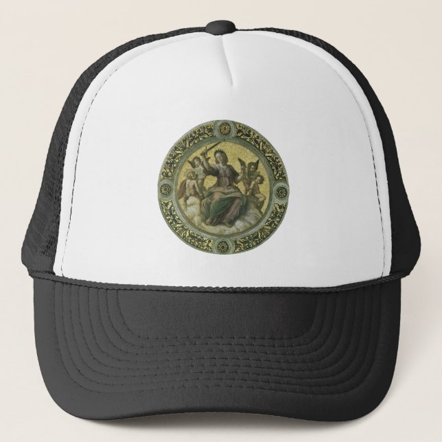 Gorra De Camionero Diosa romana Justicia con ángeles de Raphael (Anverso)