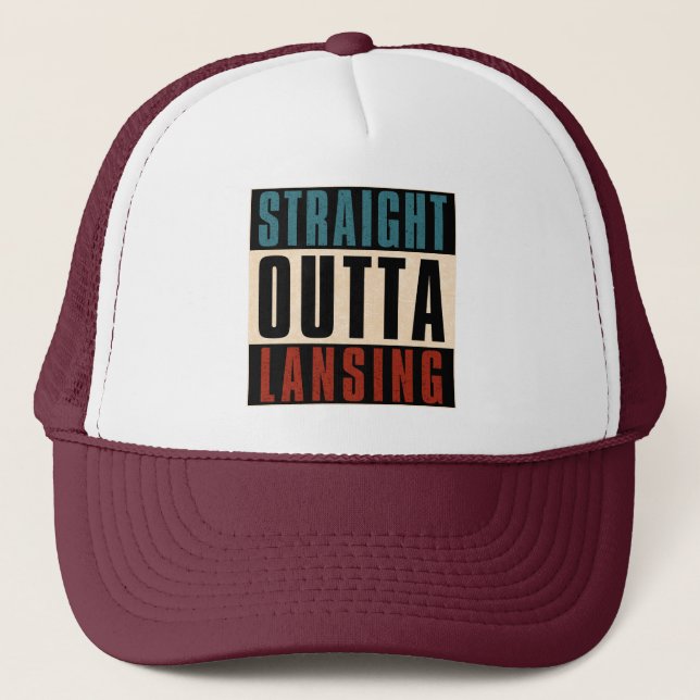 Gorra De Camionero Directamente de Lansing Michigan MI (Anverso)