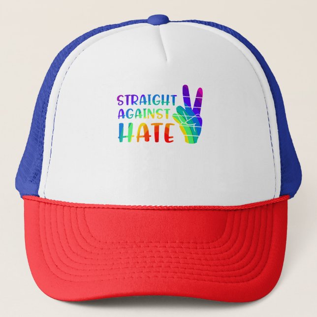 Gorra De Camionero Directo contra el odio - Orgullo LGBTQ+ (Anverso)