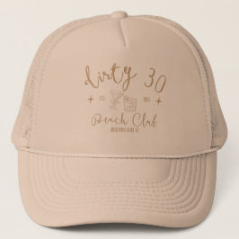 Gorra De Camionero Dirty 30 Beach Club - Tan Text