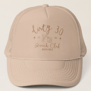 Gorra De Camionero Dirty 30 Beach Club - Tan Text