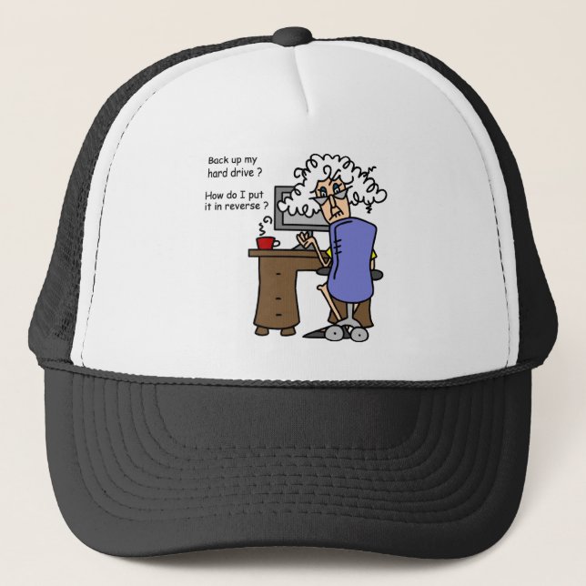 Gorra De Camionero Disco duro de vuelta cómico (Anverso)