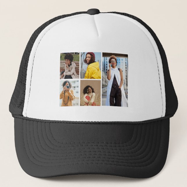 Gorra De Camionero Diseñar su propio Collage de fotos de 5 (Anverso)