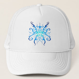 Gorra De Camionero Diseño Abstracto de Máscara Tribal Azul Elegante