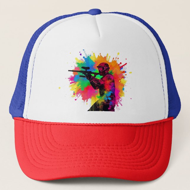 Gorra De Camionero Diseño colorido de Paintball Gamer (Anverso)