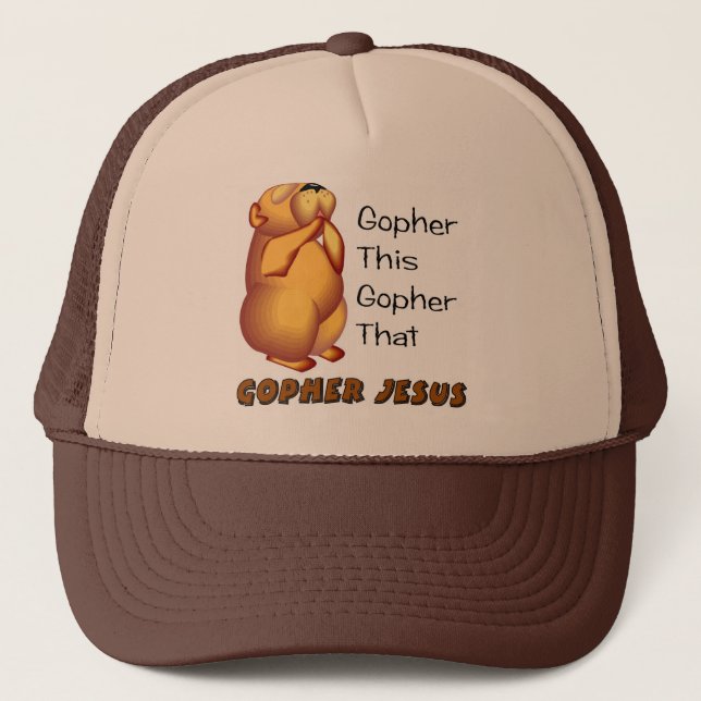 Gorra De Camionero Diseño cristiano de rogación del Gopher (Anverso)