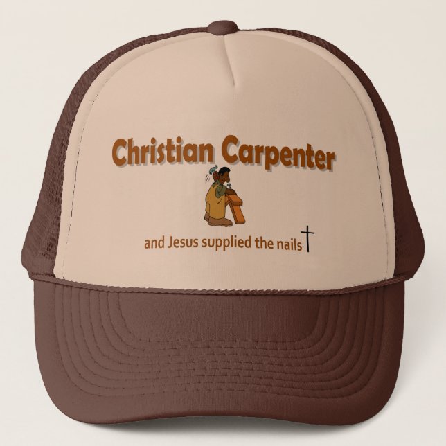 Gorra De Camionero Diseño cristiano del regalo del carpintero 2 (Anverso)