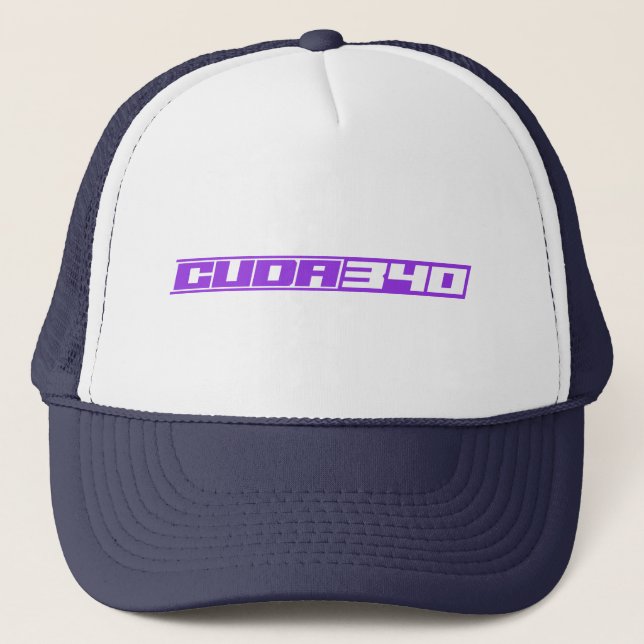 Gorra De Camionero Diseño Cuda 340 en morado (Anverso)