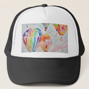 Gorra De Camionero Diseño de acuarela en globo aerostático colorido