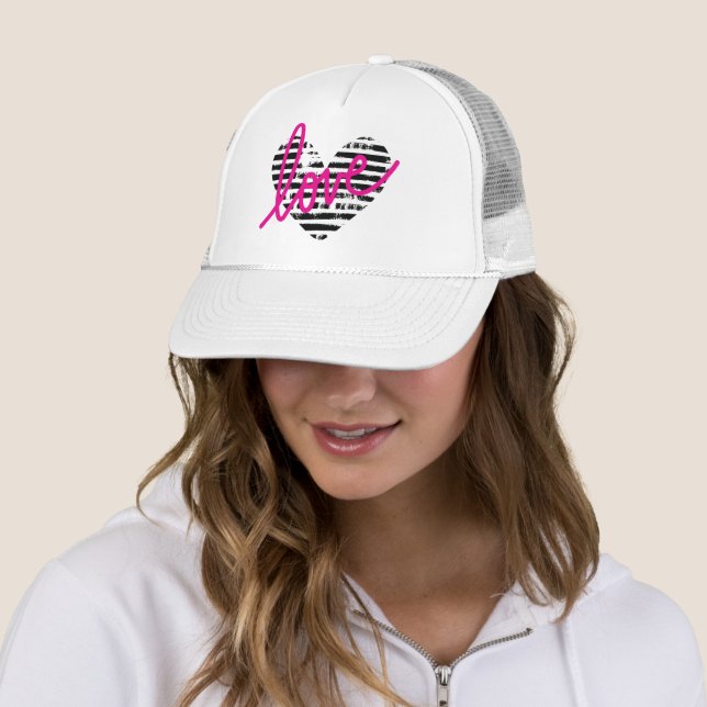 Gorra De Camionero Diseño de Amor de Corazón Rayado (In situ)