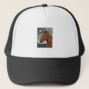 Gorra De Camionero Diseño de arte de caballo grabado vintage noche es