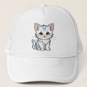 Gorra De Camionero Diseño de arte de línea de dibujos animados de gat