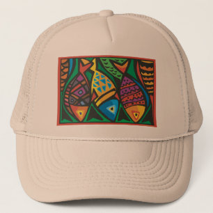 Gorra De Camionero Diseño de arte de pescado abstracto