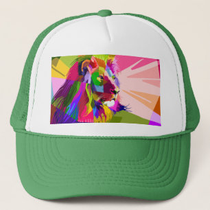 Gorra De Camionero Diseño de arte pop prismático colorido de león