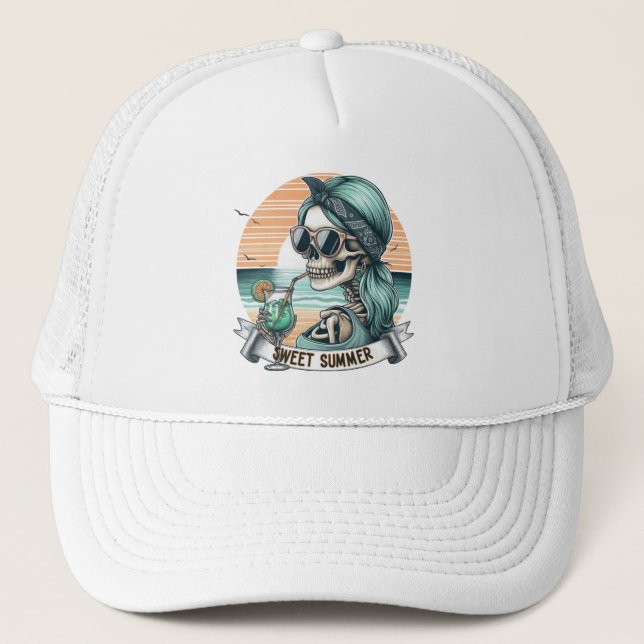 Gorra De Camionero Diseño de atardecer retro de verano dulce (Anverso)