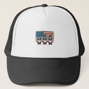 Gorra De Camionero Diseño de camiseta blanca con gnomos patrióticos v