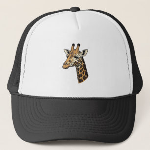Gorra De Camionero Diseño de camiseta con retrato de jirafa de grabad