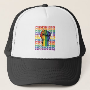 Gorra De Camionero Diseño de camiseta de arcoíris de puño levantado V
