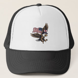 Gorra De Camionero Diseño de camiseta de bandera de águila patriótica