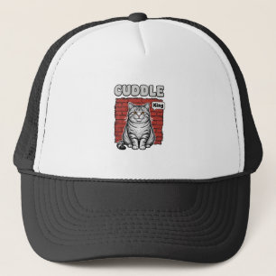Gorra De Camionero Diseño de camiseta de gato vintage Cuddle King_1