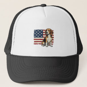 Gorra De Camionero Diseño de camiseta de perro con bandera patriótica