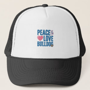 Gorra De Camionero Diseño de camiseta de perro vintage de amor paz bu