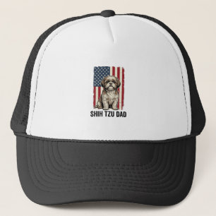 Gorra De Camionero Diseño de camiseta de perro vintage patriota papá