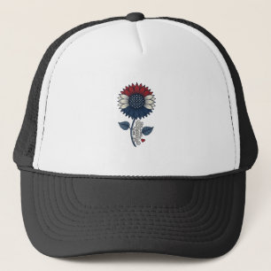 Gorra De Camionero Diseño de camiseta patriótica de girasol Vintage A