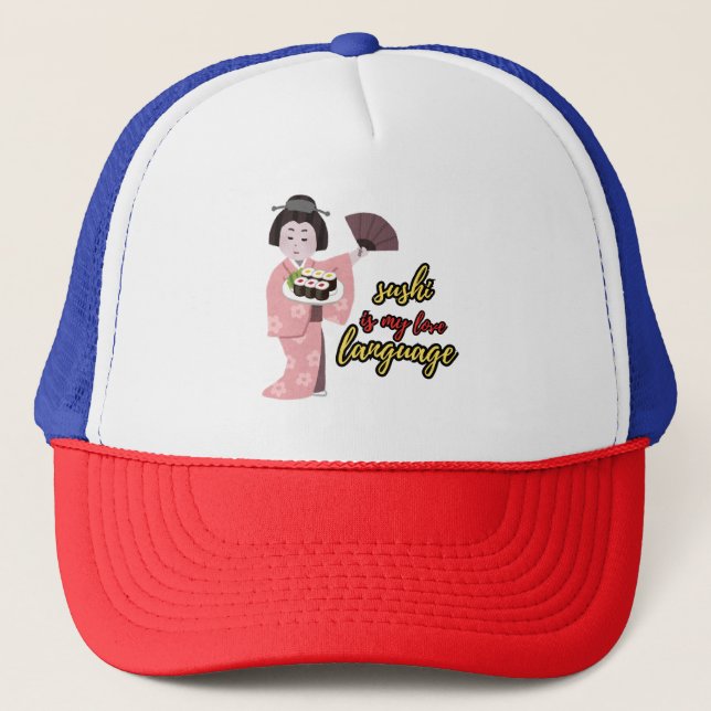 Gorra De Camionero diseño de camisetas de amor de sushi (Anverso)