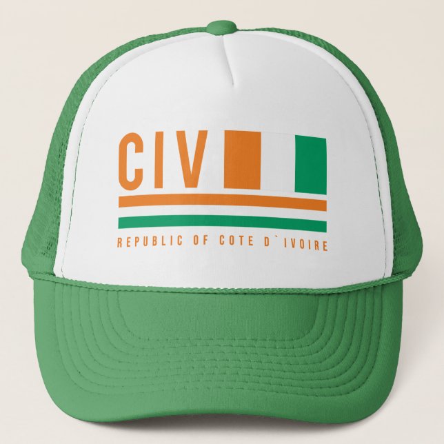 Gorra De Camionero Diseño de código ISO de Costa de Marfil (Anverso)
