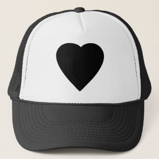 Gorra De Camionero Diseño de corazón de amor blanco y negro.