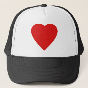 Gorra De Camionero Diseño de corazón de amor rojo y blanco.
