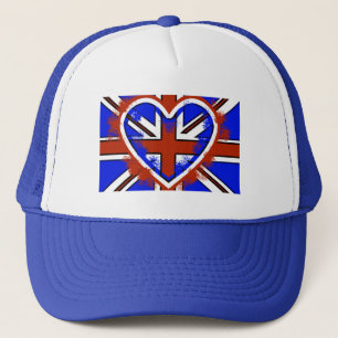 Gorra De Camionero Diseño de corazón de bandera británica genial