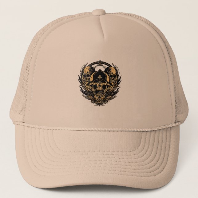 Gorra De Camionero Diseño de cráneo intrincado (Anverso)