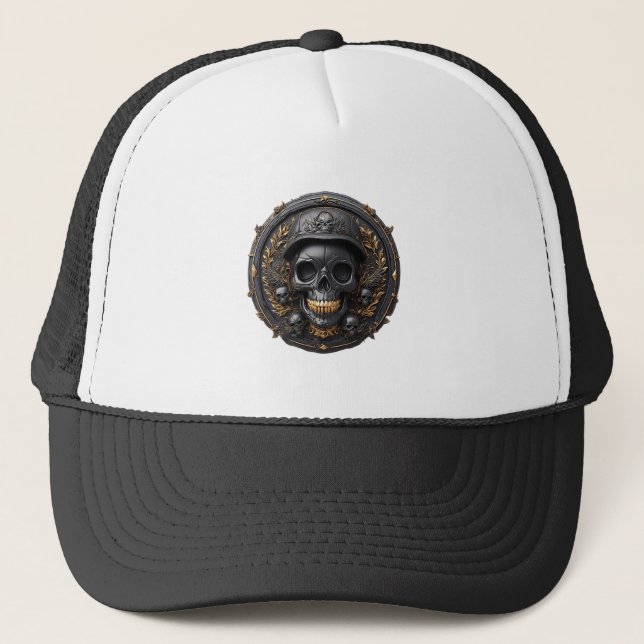 Gorra De Camionero Diseño de cráneo intrincado (Anverso)