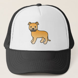 Gorra De Camionero Diseño de dibujos animados de perro Fawn Staffords
